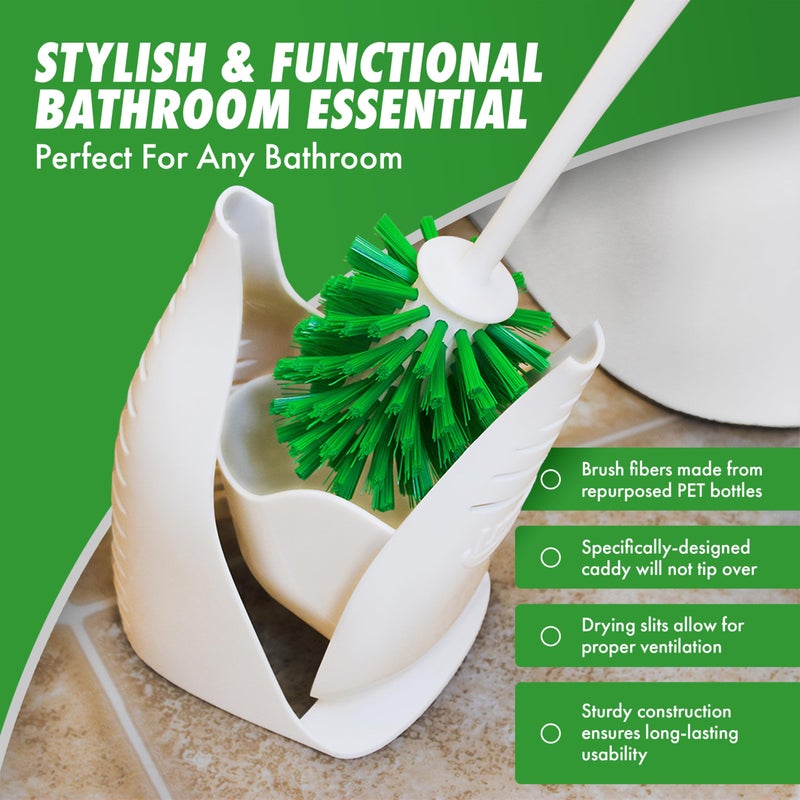 Libman Commercial Libman Designer Bowl Brush and Caddy - 2 Pack - Toilet Brush and Holder Set, Non-Scratch, Bathroom Brush, Hygenic Caddy with Drying Slits - Image 3